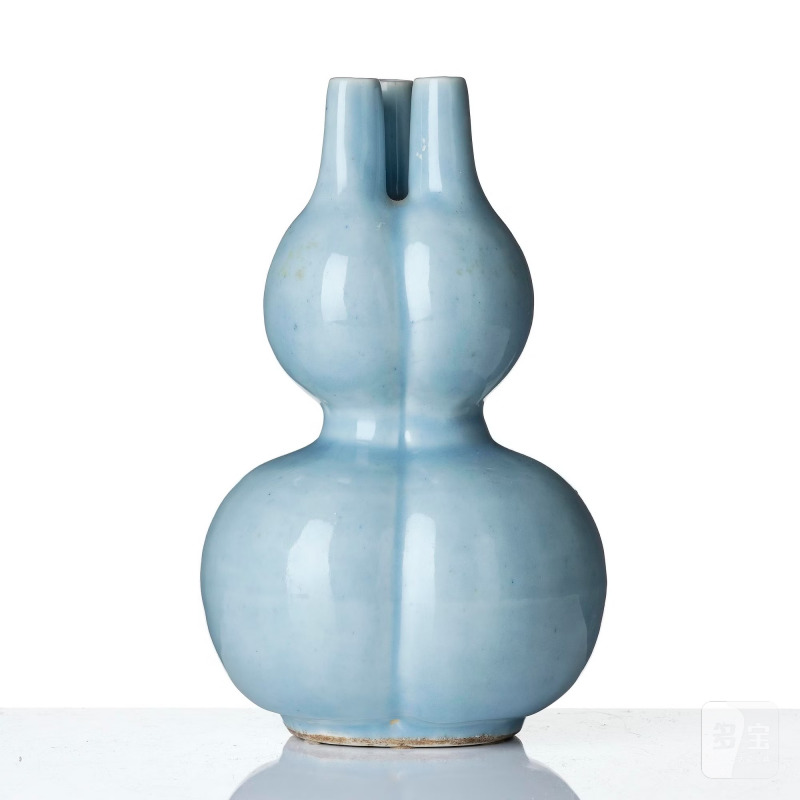 A 'claire de lune' glazed double-gourd vase, - 图6